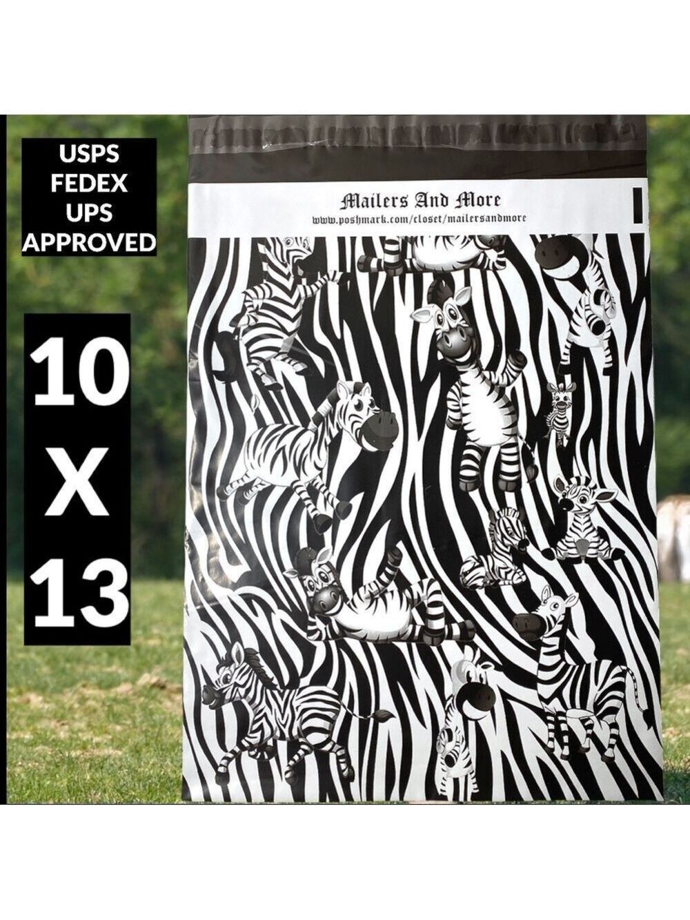 25 10X13 Poly Mailers, Zebra Shipping Envelopes PRICE IS FIRM - Picture 10 of 10